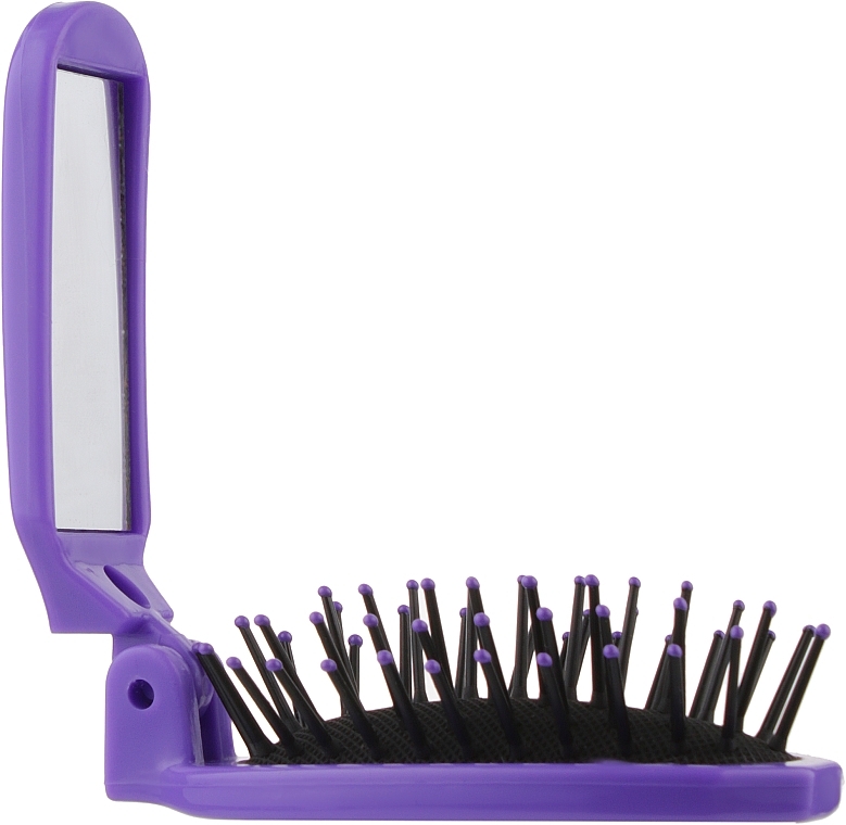 Foldable Hair Brush with Mirror, 499426, purple - Inter-Vion — photo N2