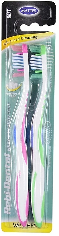 M56 Toothbrush, soft, 2pcs, green and pink - Mattes Rebi-Dental — photo N8