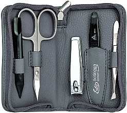 Manicure Set 'Siena' with a zipper, grey, 5 pcs - Erbe Solingen Manicure Zipper Case — photo N1