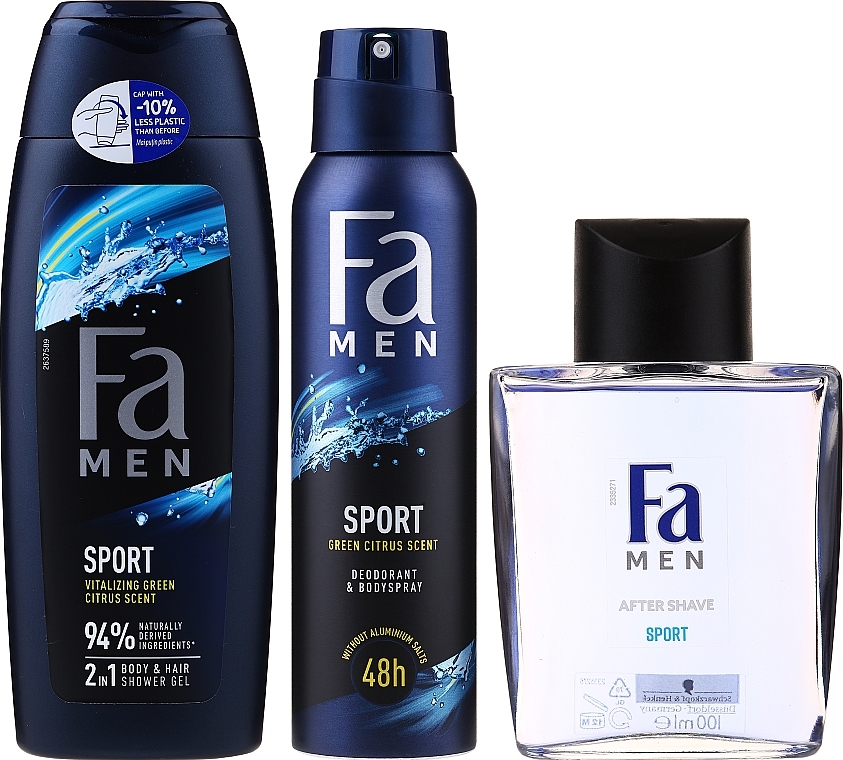 Set - Fa Men Sport (sh/gel/250ml + deo/spray/150ml + ash/lot/100ml) — photo N2