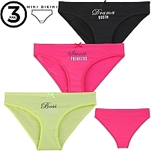 Fragrances, Perfumes, Cosmetics Women's Panties, black/pink/yellow, 3 pieces - Moraj