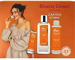 Alvarez Gomez Agua de Perfume Zafiro - Set (edt/150ml + edt/30ml + b/milk/200ml) — photo N1