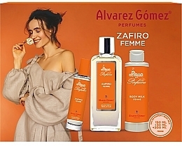 Fragrances, Perfumes, Cosmetics Alvarez Gomez Agua de Perfume Zafiro - Set (edt/150ml + edt/30ml + b/milk/200ml)