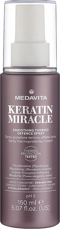 Smoothing Thermal Protective Hair Spray - Medavita Keratin Miracle Smoothing Thermo Defence Spray — photo N1