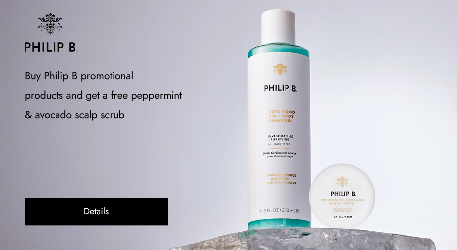 Buy Philip B promotional products and get a free peppermint & avocado scalp scrub