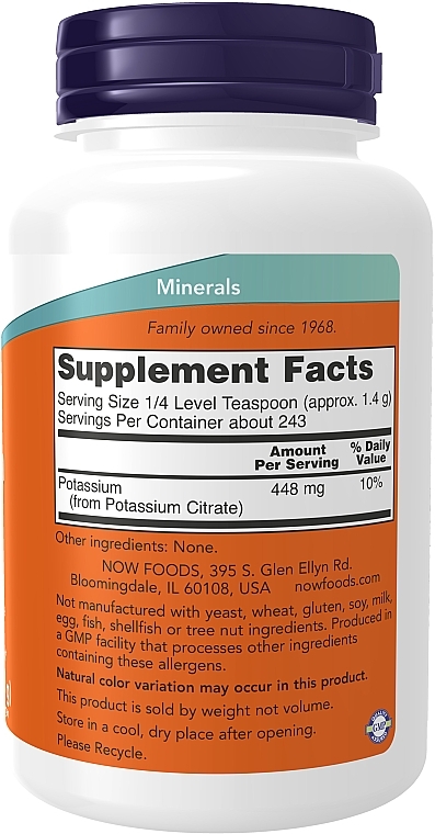 Potassium Citrate Pure Powder - Now Foods Potassium Citrate Pure Powder — photo N2