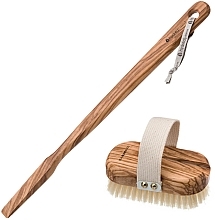 Olive Wood Body Brush with Detachable Handle - Hydrea London Olive Wood Bath + Body Brush With Detachable Handle — photo N2