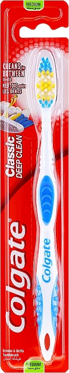 Toothbrush Medium Hard "Classic", white-blue - Colgate Classic Deep Clean — photo N2