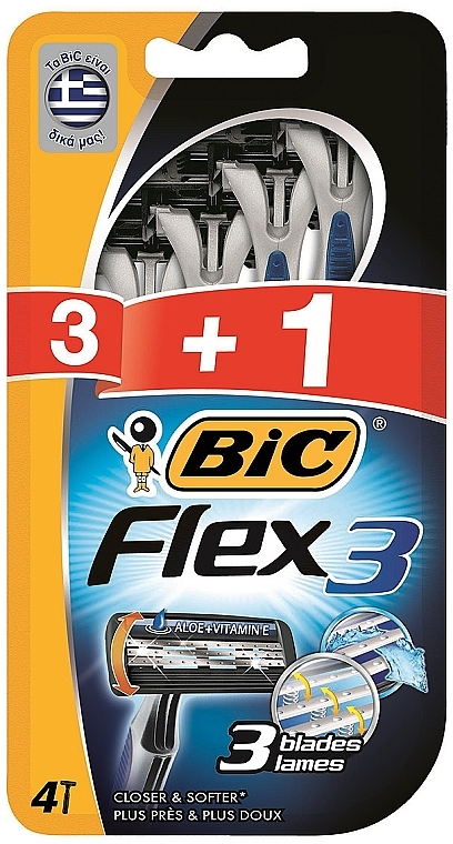 Shaving Razor, 4pcs - Bic Flex 3 Classic — photo N3