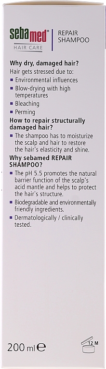 Dry, Weak & Damaged Hair Shampoo - Sebamed Classic Repair Shampoo — photo N2