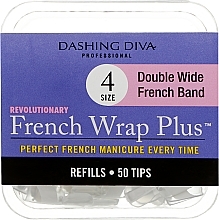 Wide Tips 'French Smile+' - Dashing Diva French Wrap Plus Double Wide White 50 Tips (Size 4) — photo N1