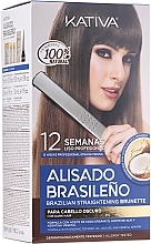 Fragrances, Perfumes, Cosmetics Keratin Hair Straightening Kit, for Brunettes - Kativa Alisado Brasileno Straightening Brunette (shm/15ml + mask/150ml + shm/30ml + cond/30ml + brush/1pcs + gloves/1pcs)