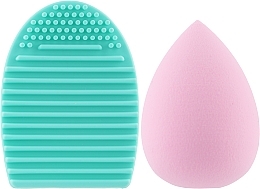 Fragrances, Perfumes, Cosmetics Face Cleansing & Makeup Sponge 2in1, PF-53, turquoise + pink - Puffic Fashion