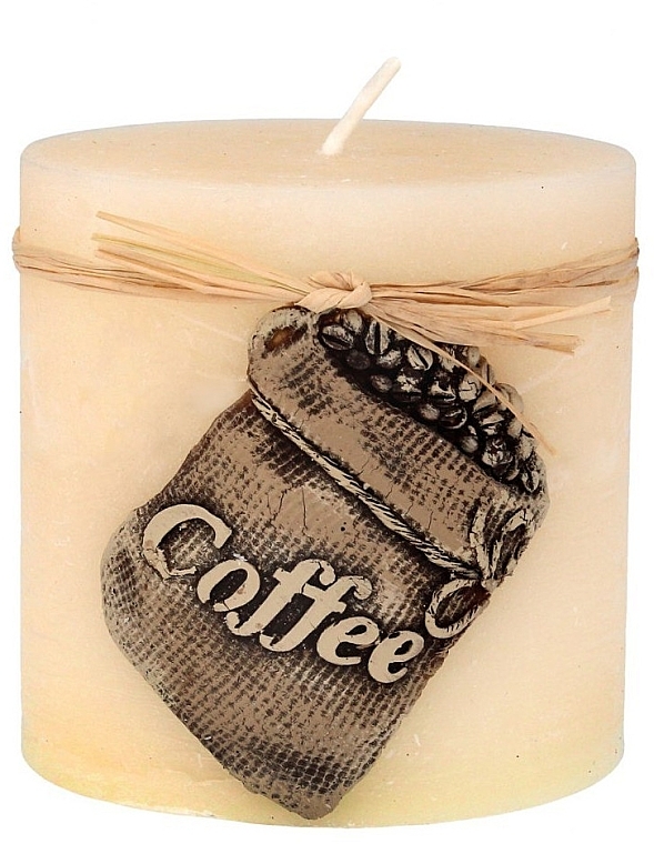 Decorative Candle "Coffee", 9x9 cm, creamy - Artman Coffee — photo N1