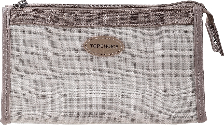 Makeup Bag "Nature Tones", 99250, light beige with brown zipper - Top Choice — photo N1