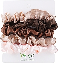 Fragrances, Perfumes, Cosmetics Satin Hair Band Set, 5pcs, beige+dark brown+brown+beige+pink - Yeye 