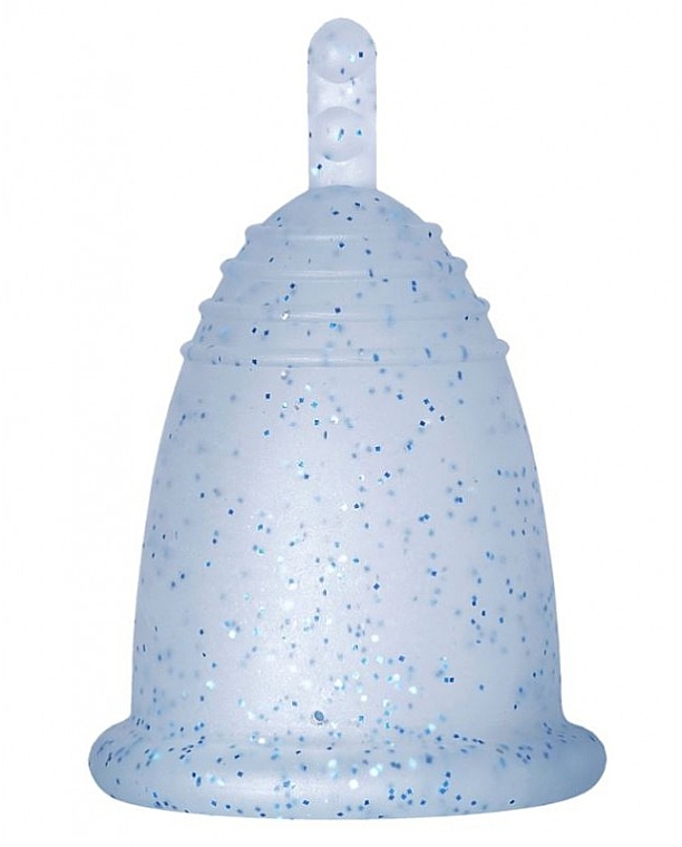 Menstrual Cup with Stem, L size, blue with glitter - MeLuna Classic Menstrual Cup Stem — photo N1