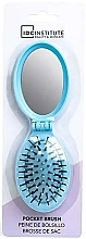 Hair Brush with Mirror, blue - IDC Institute Pocket Pop Out Brush With Mirror — photo N1