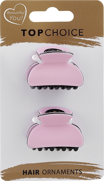 Claw Clip, matte, pink, 28434, 2 pieces - Top Choice Hair Claw — photo N1