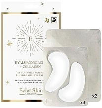 Fragrances, Perfumes, Cosmetics Set - Eclat Skin London Hyaluronic Acid + Collagen Hydro-Gel Eye Pad & Sheet Mask Giftset (f/mask/2pcs+eye/pad/3pcs)