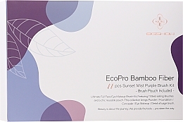 Makeup Brush Set, 11 pcs - Eigshow Beauty Eco Pro Bamboo Fiber Purple Brush Kit — photo N3