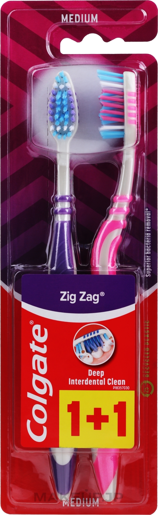 Toothbrush "Zigzag Plus" medium, pink + purple - Colgate Zig Zag Plus Medium — photo 2 szt.