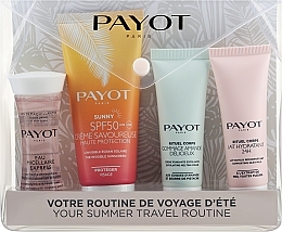 Fragrances, Perfumes, Cosmetics Set - Payot Summer Travel Routine Set 4 Pieces (mic/30ml + cr/50ml + scr/25ml + b/milk/25ml)