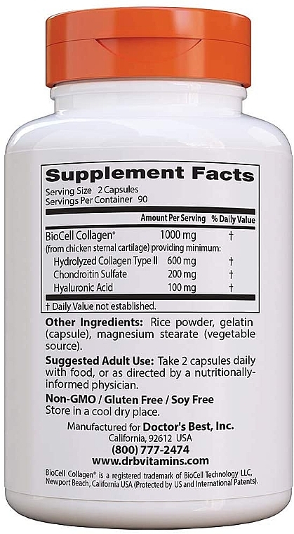 Hyaluronic Acid with Chondroitin Sulfate & Collagen - Doctor's Best Hyaluronic Acid with Chondroitin Sulfate Capsules — photo N7