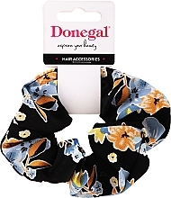 Fragrances, Perfumes, Cosmetics Hair Tie, FA-5608, black with flowers, variant 3 - Donegal