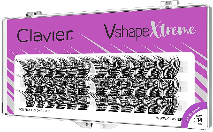 Individual Lashes, C, 14 mm - Clavier V Shape Extreme  — photo N1