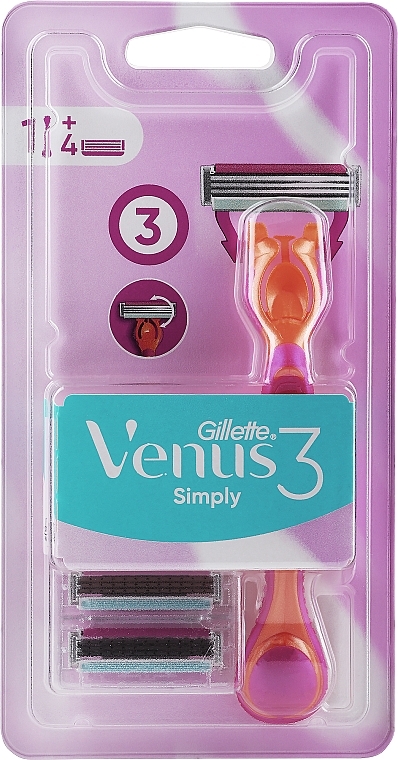 Razor with 4 Refill Cartridges - Gillette Simply Venus 3 — photo N3