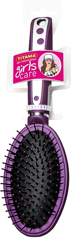 Oval Massage Hair Brush, nylon bristles, lilac - Titania — photo N1