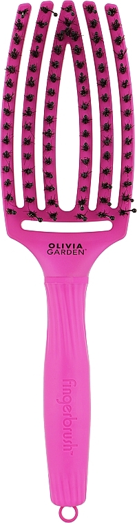 Combined Hair Brush - Olivia Garden Finger Brush Neon Purple — photo N2