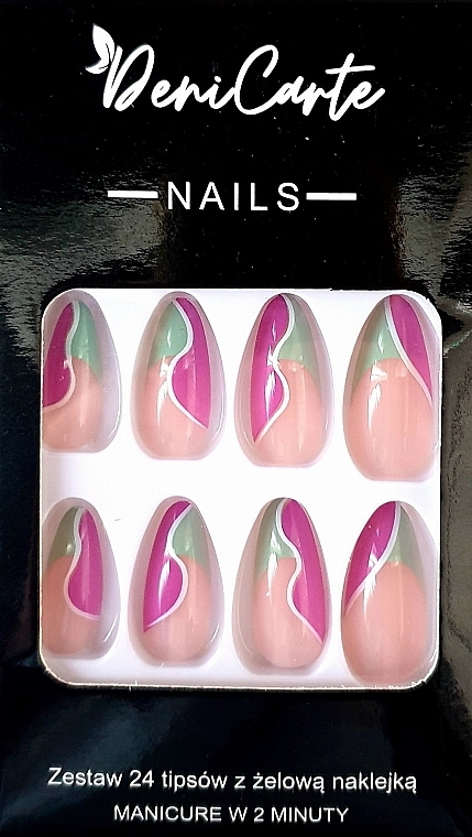 Almond Nail Tips, 24 pcs - Deni Carte Nails 7042 — photo N1