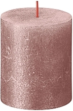 Fragrances, Perfumes, Cosmetics Cylinder Candle Pink, 80/68 mm - Bolsius Rustic Shimmer Metallic Candle