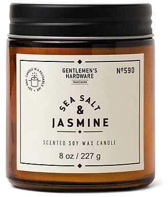 Scented Candle in Jar - Gentleme's Hardware Scented Soy Wax Glass Candle 590 Sea Salt & Jasmine — photo N1