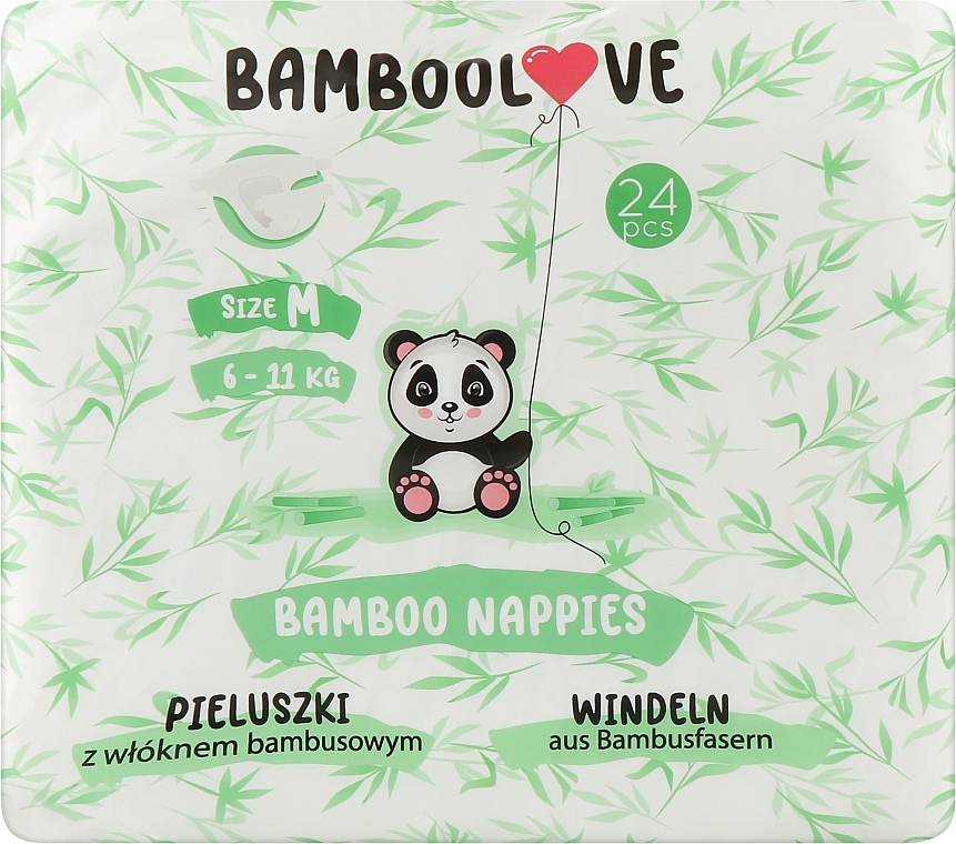 Bamboo Diapers, M (6-11 kg), 24 pcs - Bamboolove — photo N1