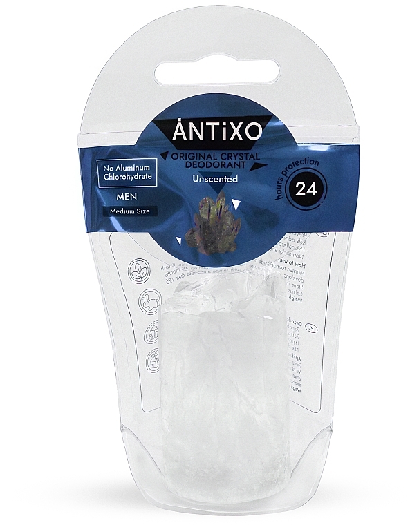 Unscented Mineral Deodorant for Men - Antixo Crystal Deodorant Unscented For Man — photo N1