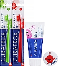 Fragrances, Perfumes, Cosmetics Strawberry Fluoride Set, Green/Red Brush 2 - Curaprox (t/past/60ml + t/br/2pcs)