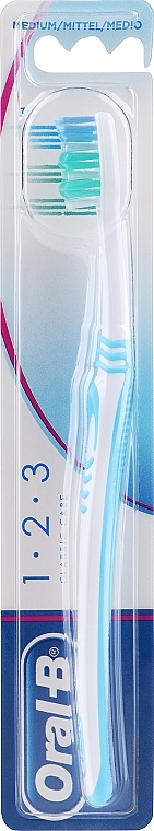 Medium Toothbrush 35, light blue - Oral-B 1-2-3 Classic Care 35 Medium — photo N1
