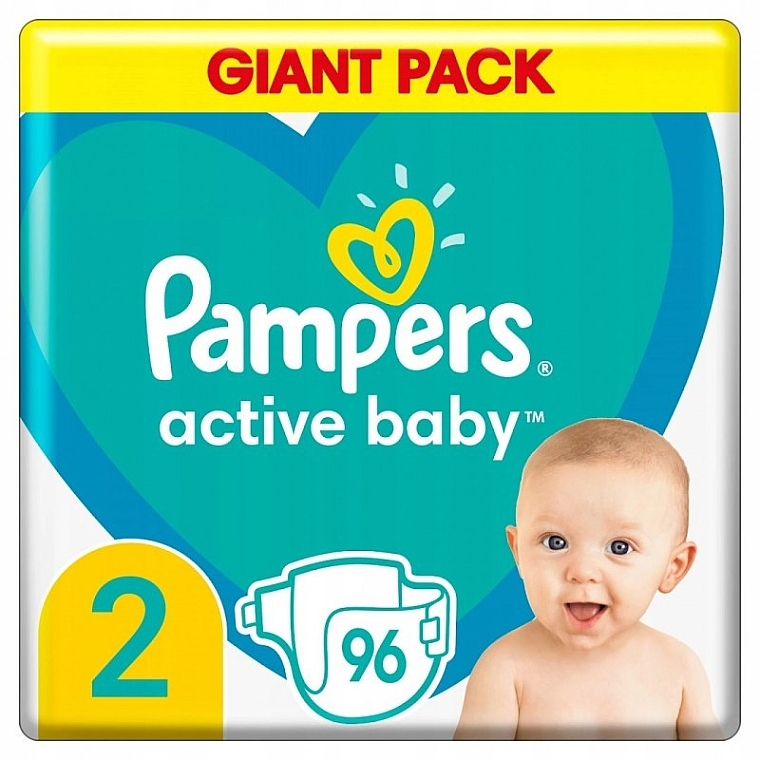 Active Baby 2 Diapers (4-8 kg), 96 pcs - Pampers — photo N1