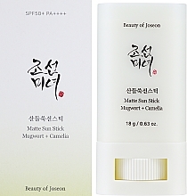 Matte Sun Stick - Beauty Of Joseon Matte Sun Stick Mugwort+Camelia SPF 50+ PA++++ — photo N2