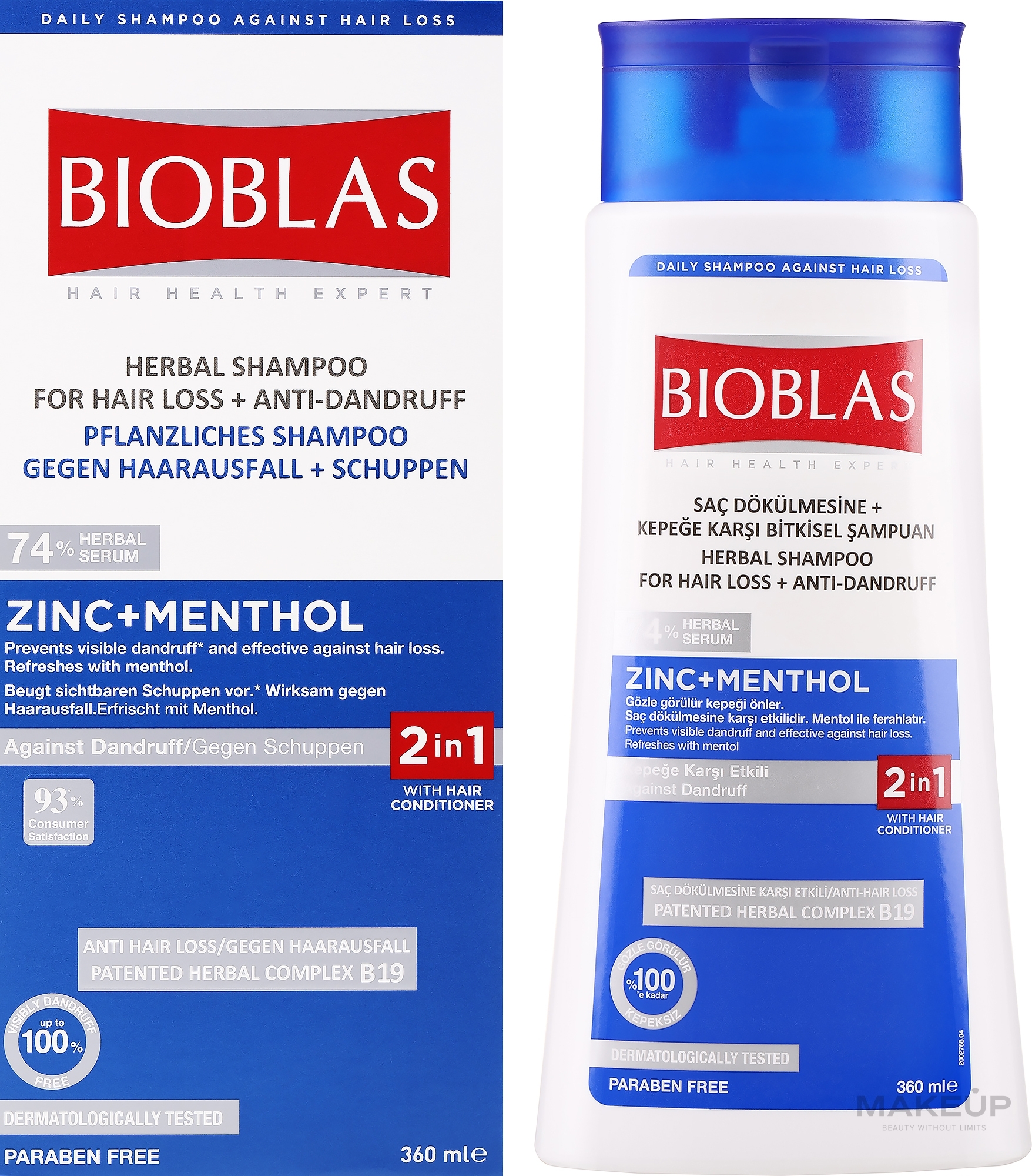 Anti-Hair Loss and Dandruff Shampoo - Bioblas Zinc Pyrithione Against Hair Loss And Dandruff Shampoo — photo 360 ml