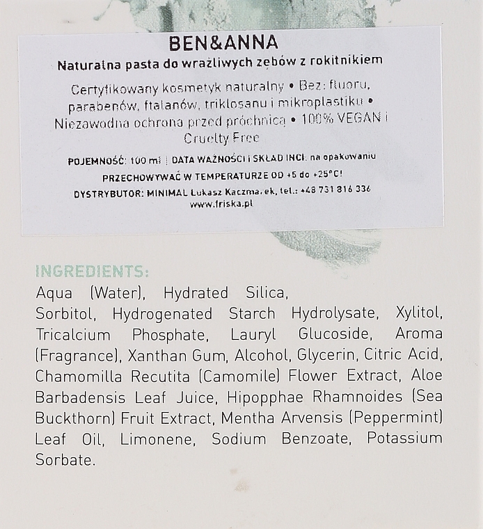 Natural Toothpaste - Ben & Anna Natural Sensitive Toothpaste — photo N3