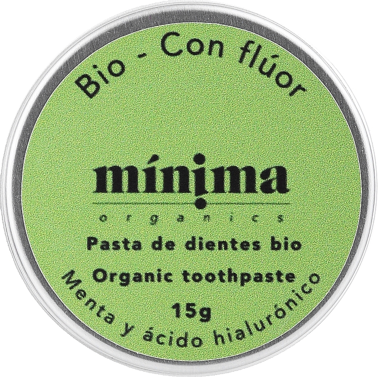 Fluoride Toothpaste with Mint & Hyaluronic Acid, 15 g - Minima Organics Natural Toothpaste Mint With Fluoride — photo N1