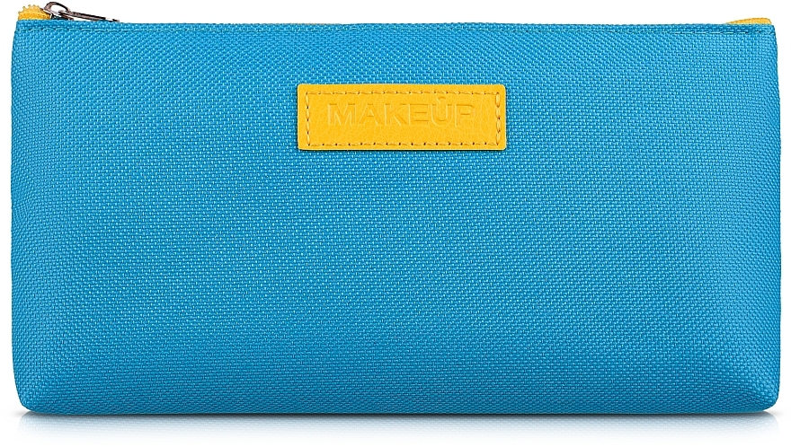 Fabric Cosmetic Bag 'Freedom', blue-yellow 19x10x2 cm - MAKEUP Cosmetic Bag Blue Yellow — photo N1