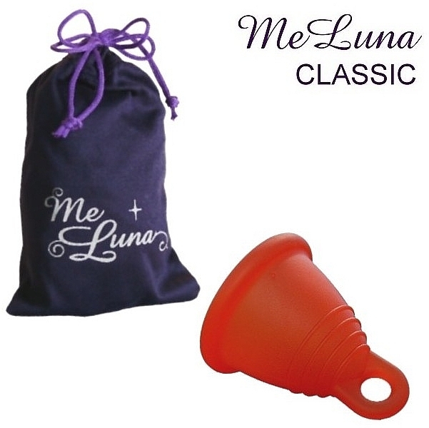 Menstrual Cup with Pull Tab, L-size, red - MeLuna Classic Shorty Menstrual Cup Ring — photo N4