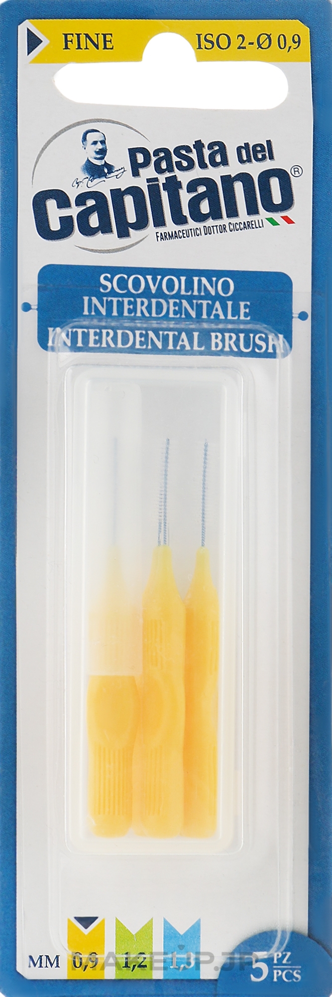Interdental Brushes Set, yellow - Pasta Del Capitano Interdental Brush Fine 0.9 mm — photo 5 szt.