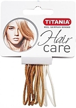 Hair Tie, elastic, 2 mm, 9 pcs, light brown - Titania — photo N1