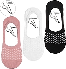 GIFT! No-Show Socks, 1 pair; mixed colours: pink, white, black; size 38-41 - Moraj — photo N1